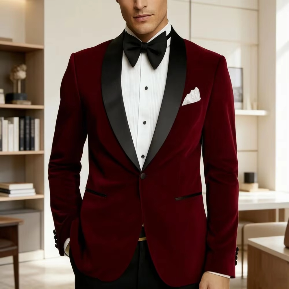 Formal Men Party Wear Jacket - Abito da uomo in velluto slim